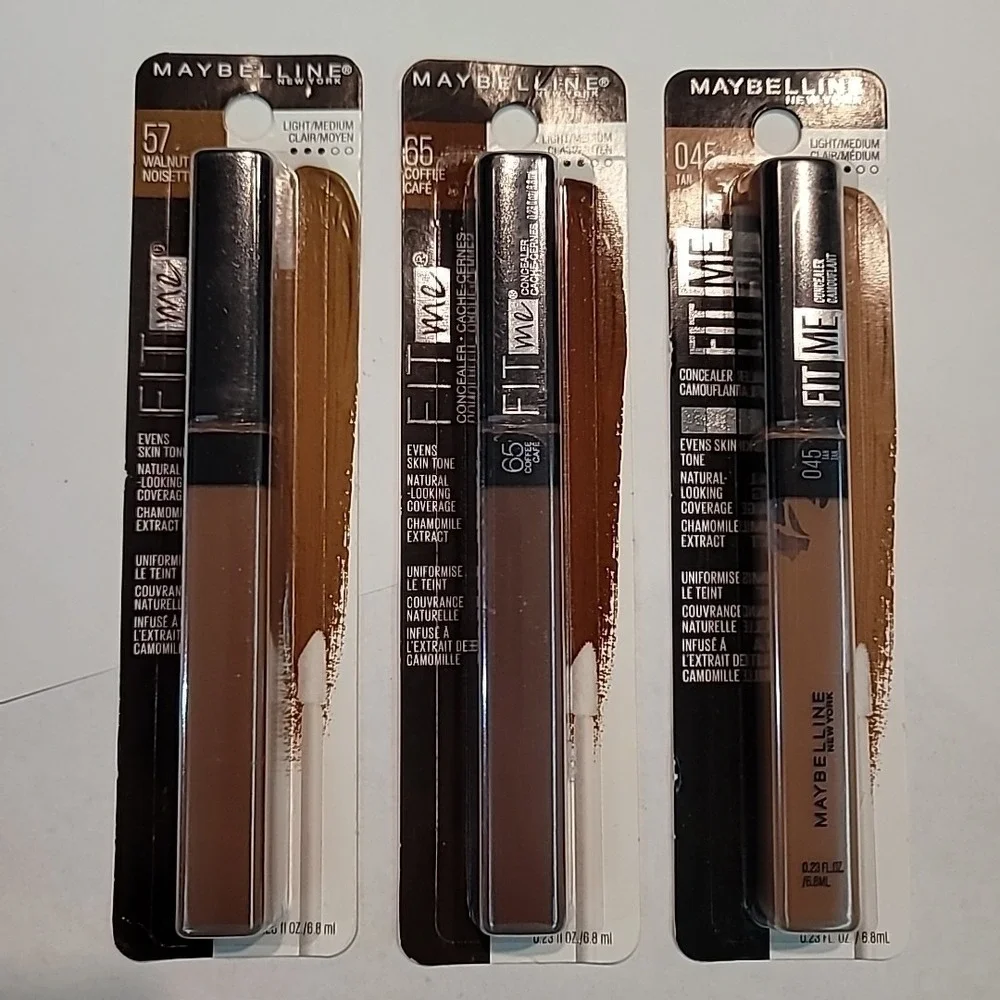 Lot of 3 | Maybelline Fit Me Liquid Concealer 045 57 65 Walnut Coffee Tan Makeup